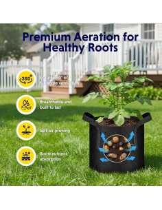 Bolsas de Cultivo de Tela iPower 3 Galones 10 Paquete Negro 2