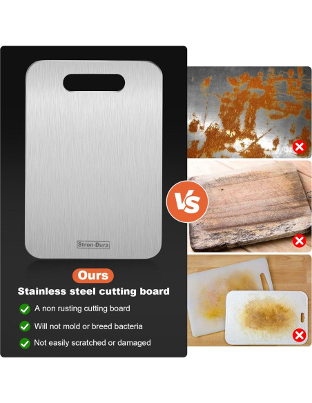 Tabla de Cortar Stron-Dura Acero Inoxidable 29.2x20.3 cm