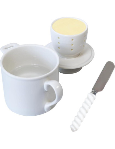 Tazón de Mantequilla con Tapa y Cuchillo Cerámica 120g