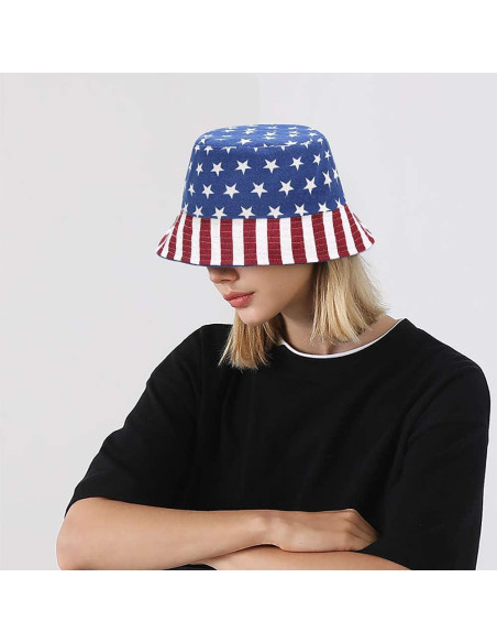 Sombrero de Cubo Reversible XYIYI Bandera Americana para Mujeres