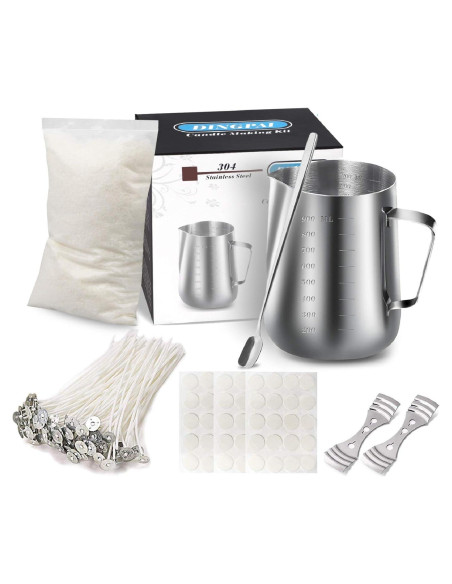 Kit de Hacer Velas DINGPAI - 7 Piezas, Cera de Soja, Olla 900ml