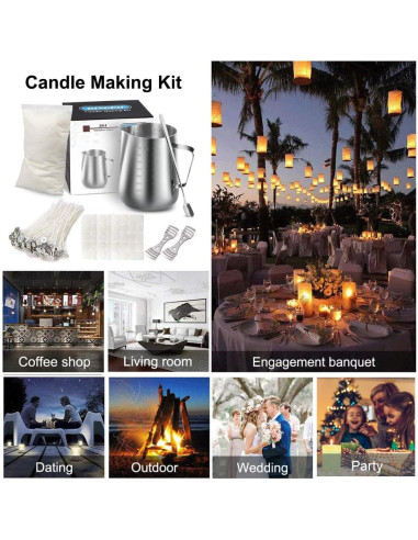Kit de Hacer Velas DINGPAI - 7 Piezas, Cera de Soja, Olla 900ml