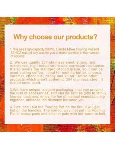 Kit de Hacer Velas DINGPAI - 7 Piezas, Cera de Soja, Olla 900ml