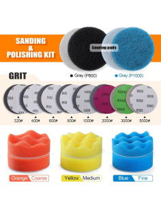 Kit de Restauración de Faros POLIWELL 52 Piezas 3" Lijado 2