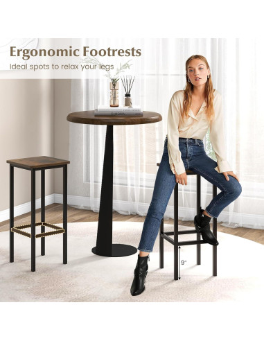 Conjunto de 4 Taburetes de Bar Metal Giantex 66 cm Madera Rústica