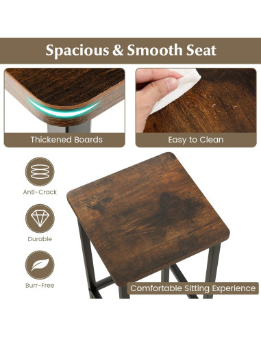 Conjunto de 4 Taburetes de Bar Metal Giantex 66 cm Madera Rústica