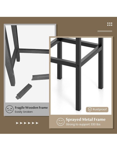 Conjunto de 4 Taburetes de Bar Metal Giantex 66 cm Madera Rústica