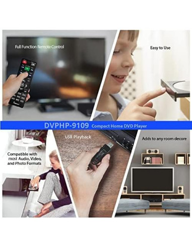 Reproductor de DVD Compacto Impecca DVHP-9109 USB Multi-Región
