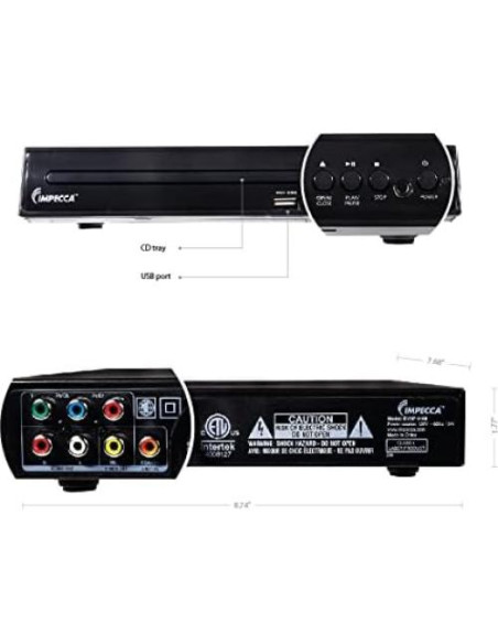 Reproductor de DVD Compacto Impecca DVHP-9109 USB Multi-Región
