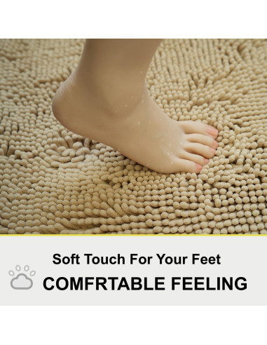 Juego de 3 Alfombrillas de Baño BOANKODU Beige Antideslizantes