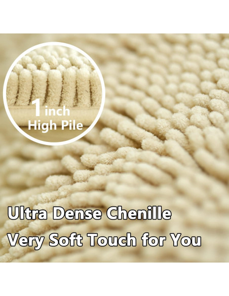 Juego de 3 Alfombrillas de Baño BOANKODU Beige Antideslizantes