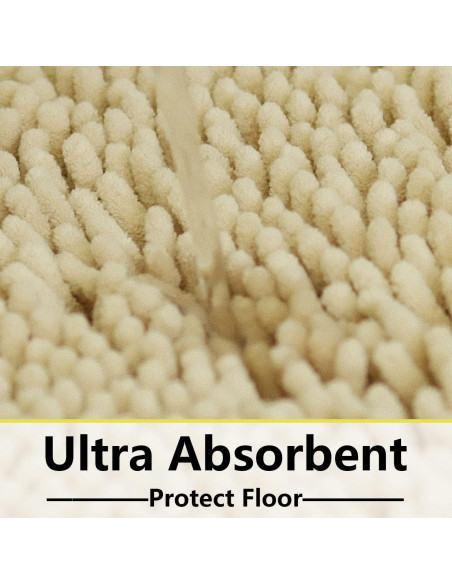 Juego de 3 Alfombrillas de Baño BOANKODU Beige Antideslizantes