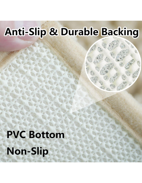 Juego de 3 Alfombrillas de Baño BOANKODU Beige Antideslizantes