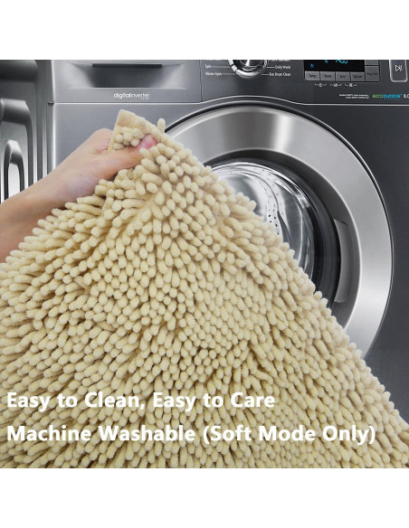 Juego de 3 Alfombrillas de Baño BOANKODU Beige Antideslizantes