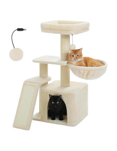 Árbol para Gatos PETEPELA 81 cm con Rascador y Hamaca Beige