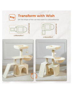 Árbol para Gatos PETEPELA 81 cm con Rascador y Hamaca Beige 2