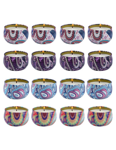 Juego de Velas Aromáticas Kedtui 16 Pack Cera de Soja Natural