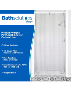 Cortina de Ducha Kenney PEVA Impermeable 107x183 cm Transparente 2