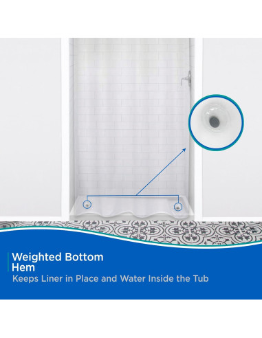 Cortina de Ducha Kenney PEVA Impermeable 107x183 cm Transparente