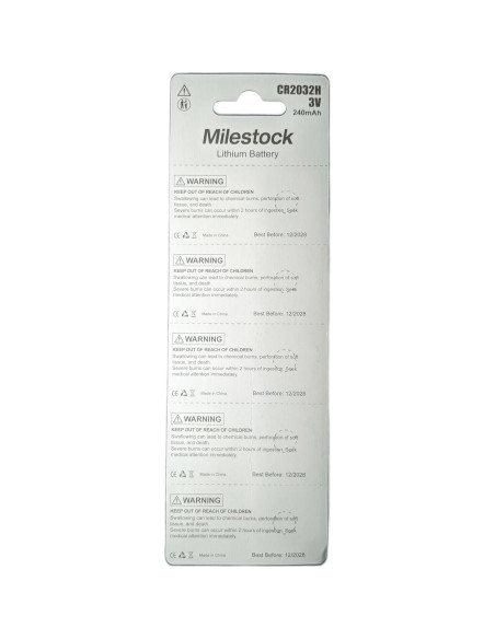 Baterías de Litio CR2032 Milestock 5 Piezas 240mAh