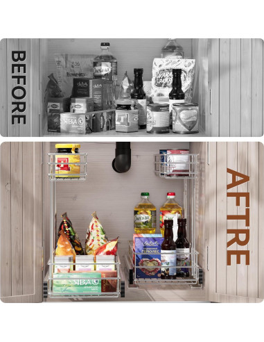 Organizador Bajo Fregadero STORKING 2 Niveles Cromado 40.64 cm