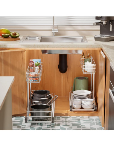 Organizador Bajo Fregadero STORKING 2 Niveles Cromado 40.64 cm