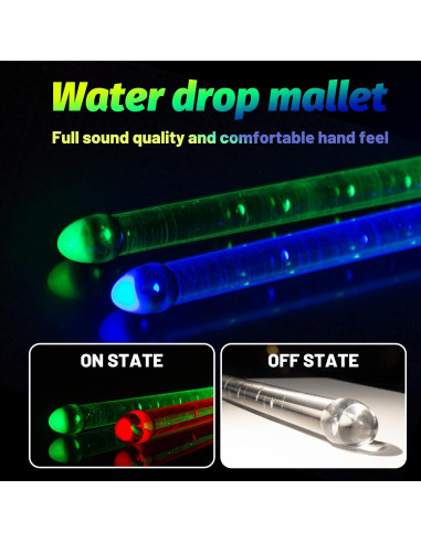 Palillos de Batería LED Hami 2 Piezas Multicolor USB Recargables