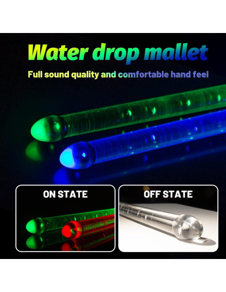 Palillos de Batería LED Hami 2 Piezas Multicolor USB Recargables