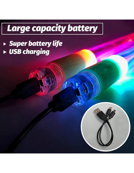 Palillos de Batería LED Hami 2 Piezas Multicolor USB Recargables