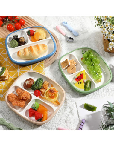 Domensi Platos de Porcelana para Niños 3 Piezas 21.1 cm