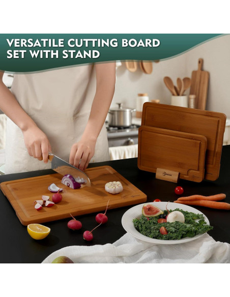 Juego de 3 Tablas de Cortar de Bambú Antideslizantes Foressic