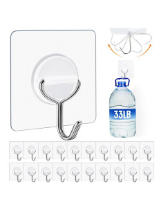 Ganchos Adhesivos YSJNUS 20 Pack Carga Pesada 15kg Transparente