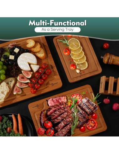 Juego de 3 Tablas de Cortar de Bambú Antideslizantes Foressic