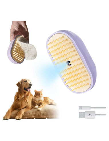 Cepillo de Silicona 3-en-1 GooCare para Mascotas - Púrpura