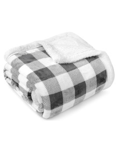 Manta Sherpa PAVILIA Cuadros Gris Claro 127x152 cm
