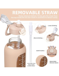 Botella de Agua de Vidrio SIEROZUR 946 ml con Pajilla y Asa 2