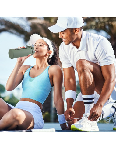 Botella de Agua de Vidrio SIEROZUR 946 ml con Pajilla y Asa