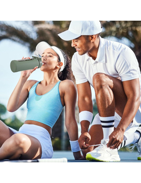 Botella de Agua de Vidrio SIEROZUR 946 ml con Pajilla y Asa