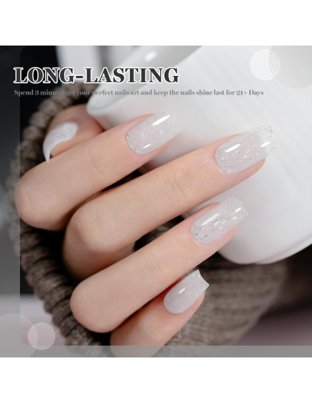 Esmalte de Uñas en Gel RARJSM Glitter Blanco Lechoso 15ml