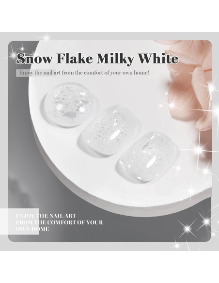 Esmalte de Uñas en Gel RARJSM Glitter Blanco Lechoso 15ml