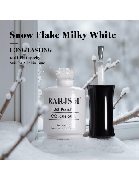 Esmalte de Uñas en Gel RARJSM Glitter Blanco Lechoso 15ml