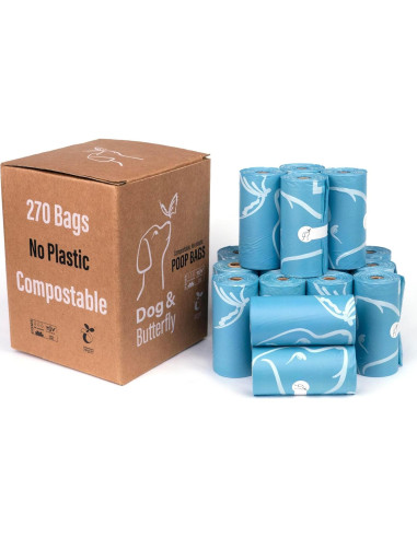 Bolsas Compostables Perro y Mariposa 270 Unidades 100% Sin Plástico