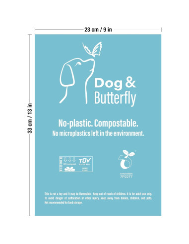 Bolsas Compostables Perro y Mariposa 270 Unidades 100% Sin Plástico