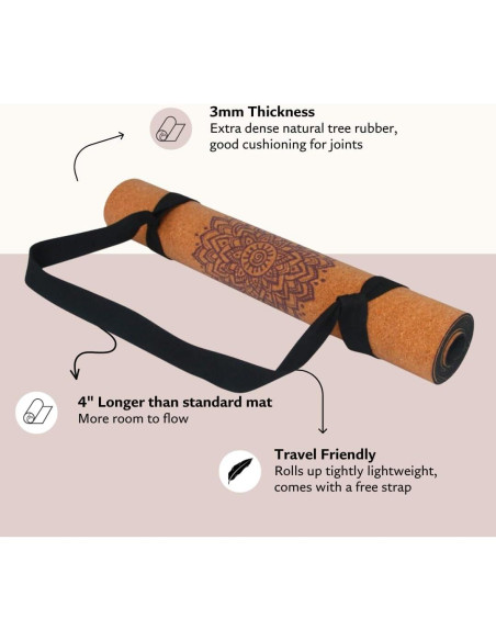 Alfombrilla de Yoga Shakti Warrior de Corcho Antideslizante 183x61cm