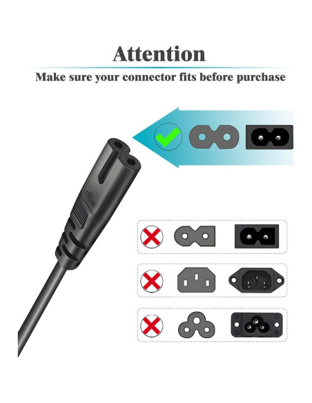 Cable de Alimentación CA 2 Clavijas TCKN 1.83m para Impresoras Epson