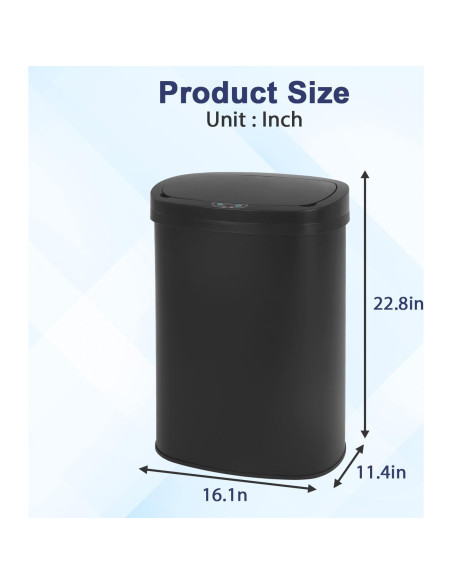 Cubo de Basura Automático NChanmar 50L con Sensor Negro