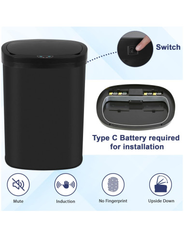 Cubo de Basura Automático NChanmar 50L con Sensor Negro