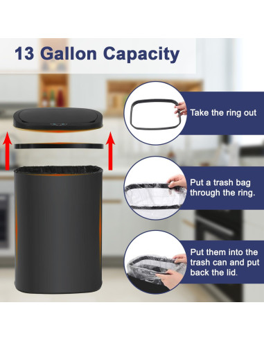 Cubo de Basura Automático NChanmar 50L con Sensor Negro