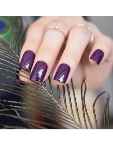 Uñas Postizas Cortas Cuadradas Moradas Brillantes Elevenail