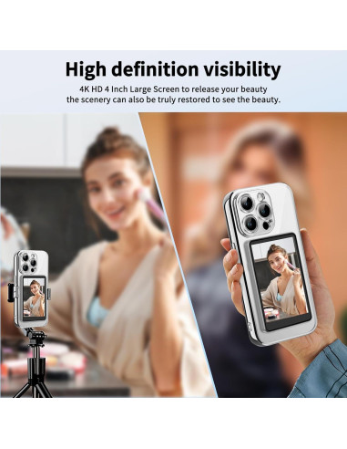 Monitor de Vlog HIGSEEU 1080P Inalámbrico para Selfie Gris